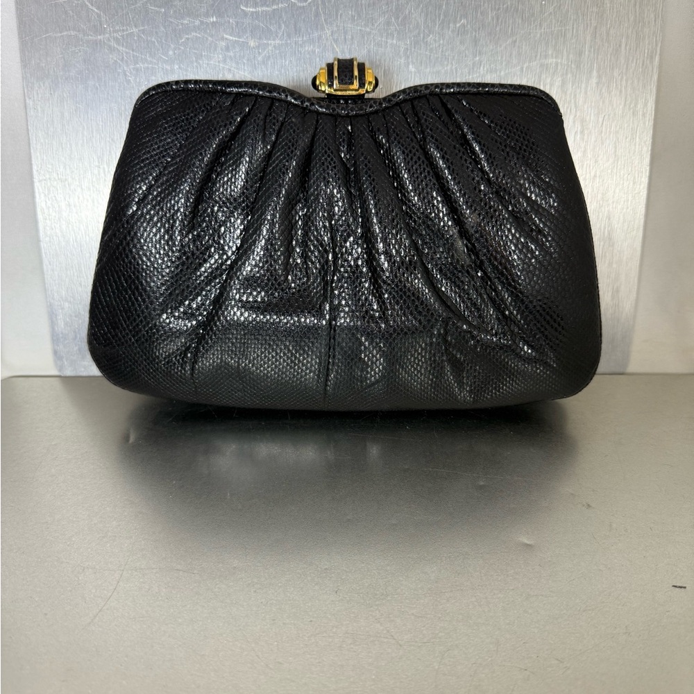 Vintage Judith Leiber snakeskin python Karung lea… - image 1